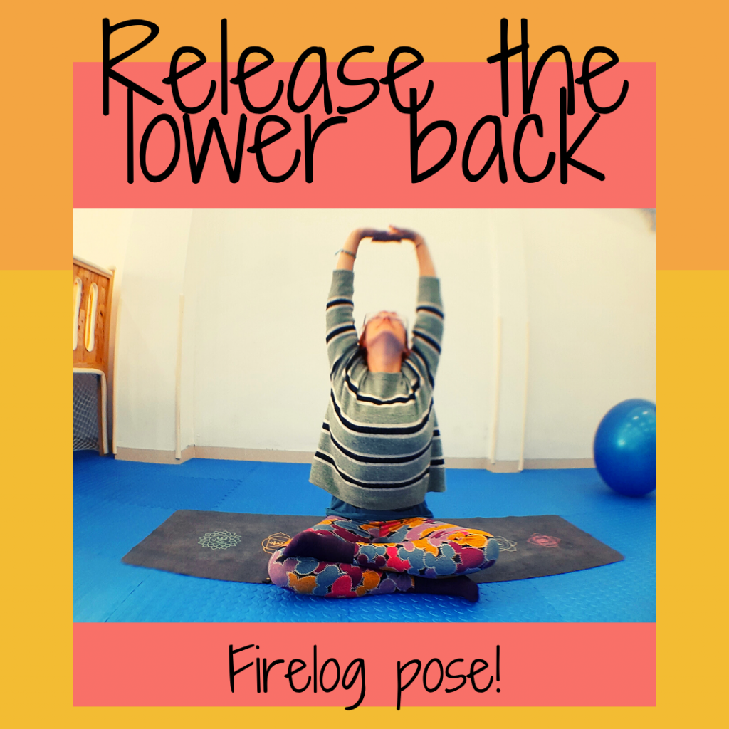 Release the lower back in firelog pose