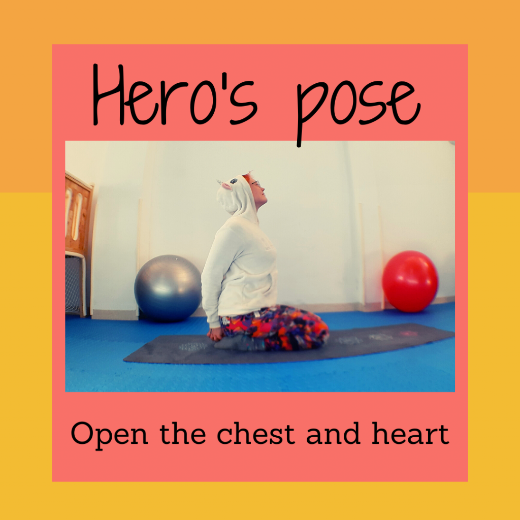 Hero's pose; Heart chakra yoga 